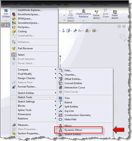 Dynamic Mirror is found in Tools > Sketch Tools