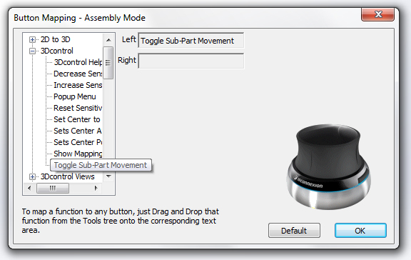 Allocate SOLIDWORKS function to mapping panel