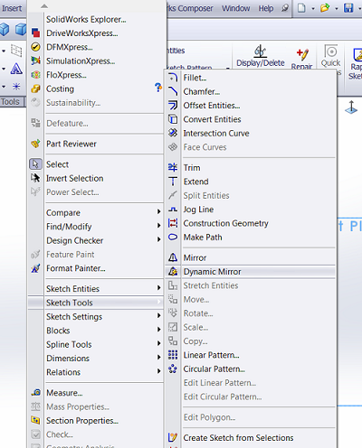 SOLIDWORKS Dynamic Mirror