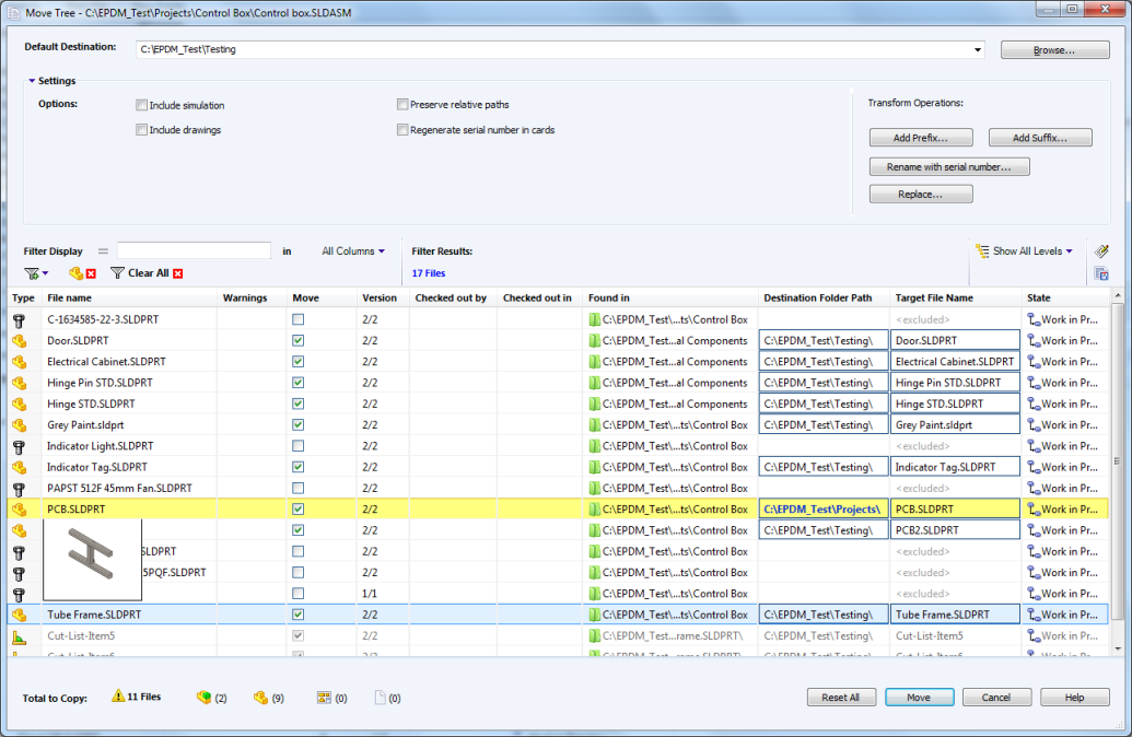 Move Tree Interface in EPDM 2015