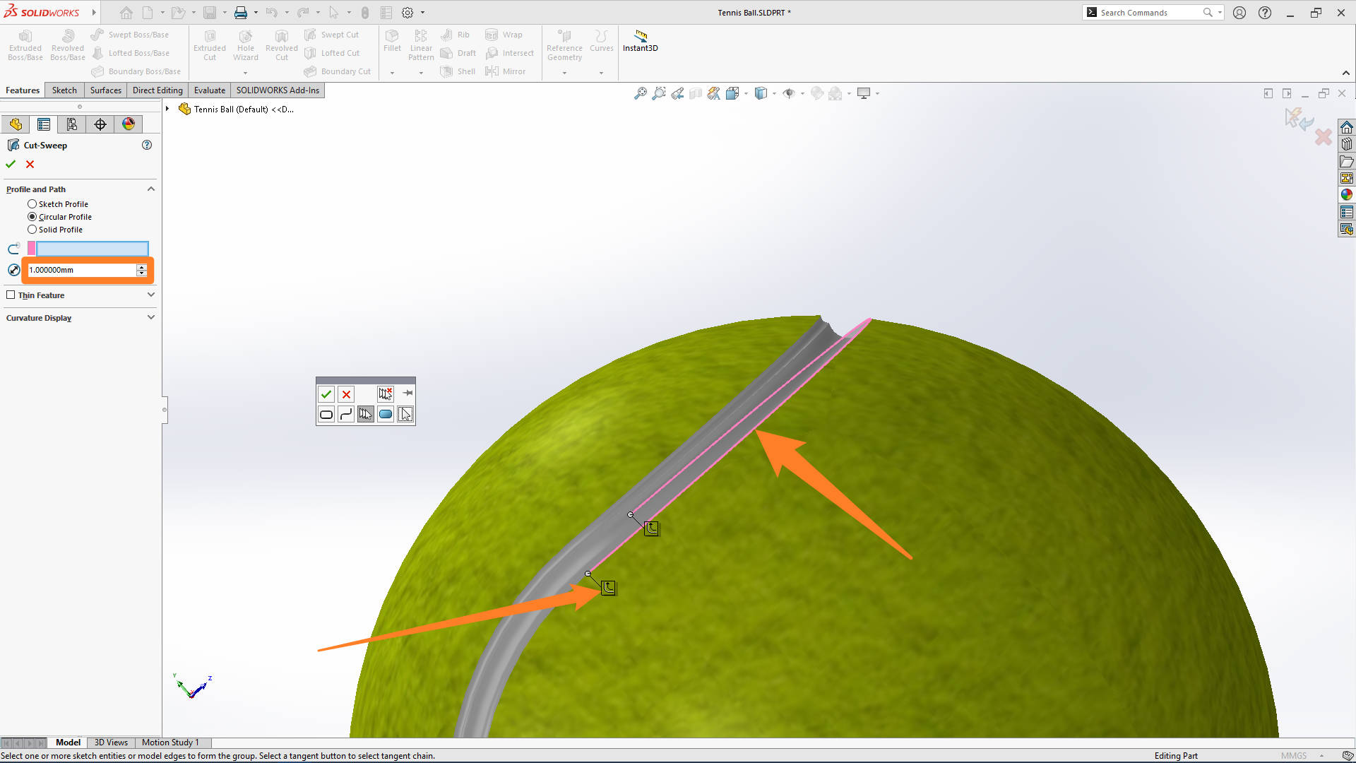 Advanced SOLIDWORKS Tutorial: How to Make a Tennis Ball in SOLIDWORKS