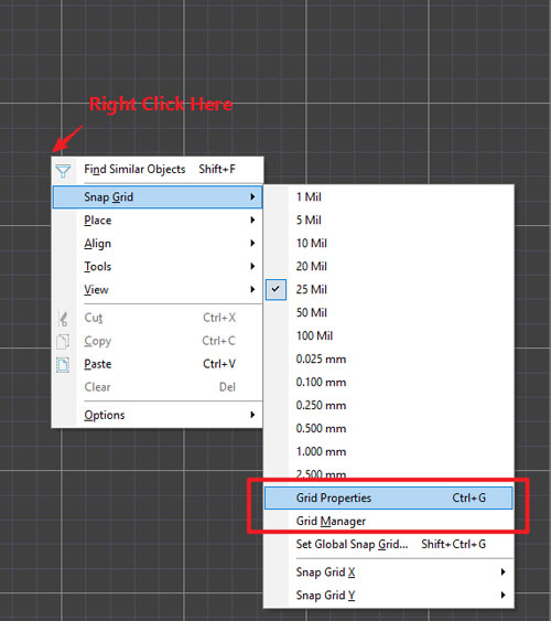 SOLIDWORKS PCB, GRID MANAGER